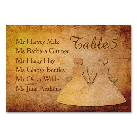  Textuur Lesbische Trouwtafel Kaart (Namen) (Achterkant)