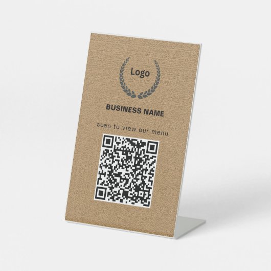 Textuur Logo Restaurant Menu QR Code Zakelijk Reclamebord Met Voetstuk (Voorkant)