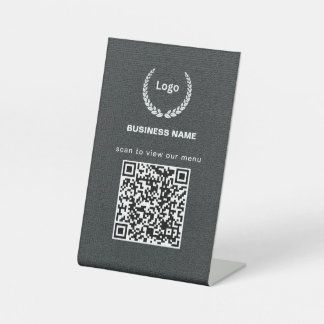 Textuur Logo Restaurant Menu QR Code Zakelijk Reclamebord Met Voetstuk