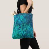 Textuur marmeren steen look blauw turquoise blauwg tote bag (Dichtbij)
