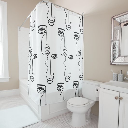 Textuur met abstract vlakken. One continuous line  Douchegordijn (In situ)