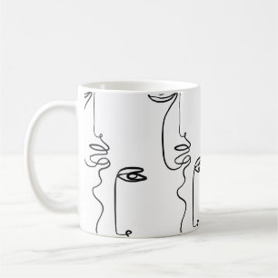 Textuur met abstract vlakken. One continuous line Koffiemok