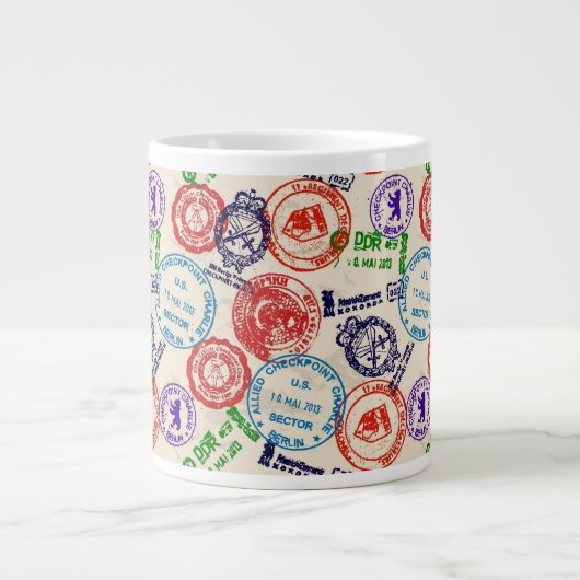 Textuur met echte stempels. grote koffiekop (Voorkant)