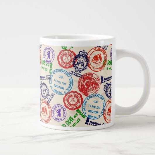 Textuur met echte stempels. grote koffiekop (Rechts)