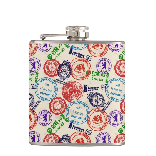 Textuur met echte stempels. heupfles (Voorkant)