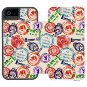 Textuur met echte stempels. incipio iPhone portemonnee hoesje (Agenda Open)