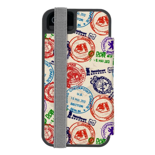 Textuur met echte stempels. incipio iPhone portemonnee hoesje (Agenda Achterkant)