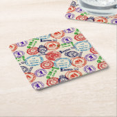 Textuur met echte stempels. kartonnen onderzetters (Schuin)