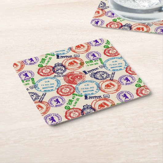 Textuur met echte stempels. kartonnen onderzetters (Schuin)