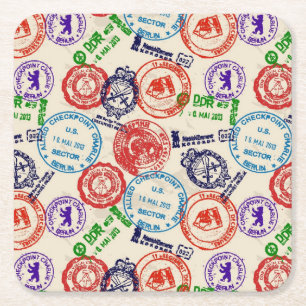 Textuur met echte stempels. kartonnen onderzetters