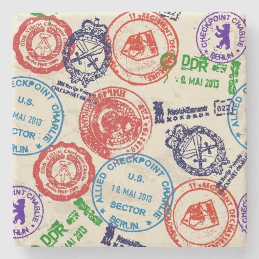 Textuur met echte stempels. stenen onderzetter (Voorkant)