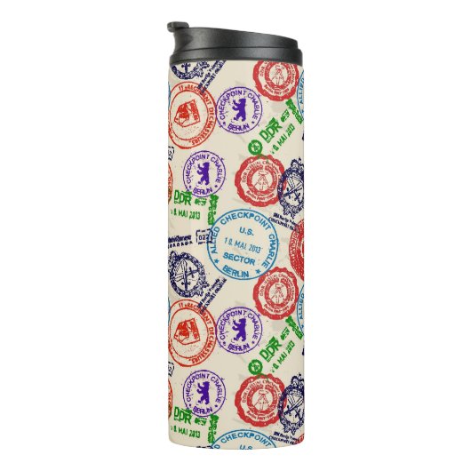 Textuur met echte stempels. thermosbeker (Geroteerd rechts)