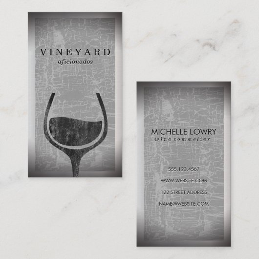 Textuur met grijze achtergrond | Wijnglas Visitekaartje (Voorkant / Achterkant)