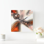 Textuur met intens sinaasappel en pasta of metaal vierkante klok (Huis)