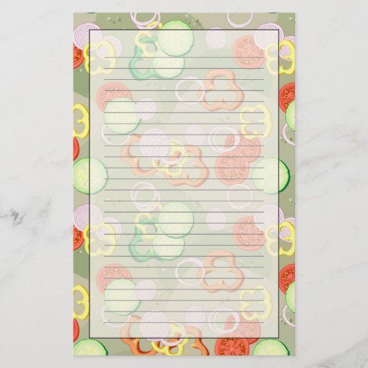 Textuur met plakjes groenten briefpapier (Voorkant)