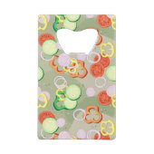 Textuur met plakjes groenten creditkaart flessenopener (Achterkant)