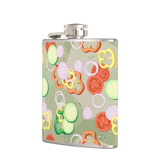 Textuur met plakjes groenten heupfles (Links)