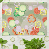 Textuur met plakjes groenten theedoek (Gevouwen)