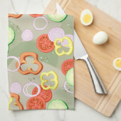 Textuur met plakjes groenten theedoek (Quarter Fold)