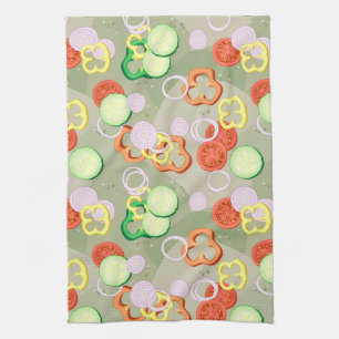 Textuur met plakjes groenten theedoek