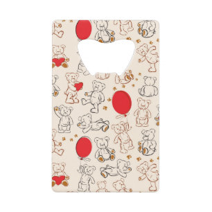 Textuur met Teddy Bears Creditkaart Flessenopener