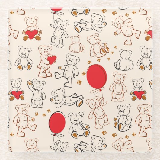 Textuur met Teddy Bears Glazen Onderzetter (Voorkant)