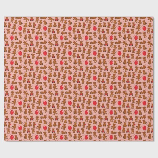 Textuur met Teddy Bears, Hart Cadeaupapier (Vlak)