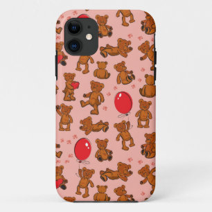 Textuur met Teddy Bears, Hart iPhone 11 Hoesje