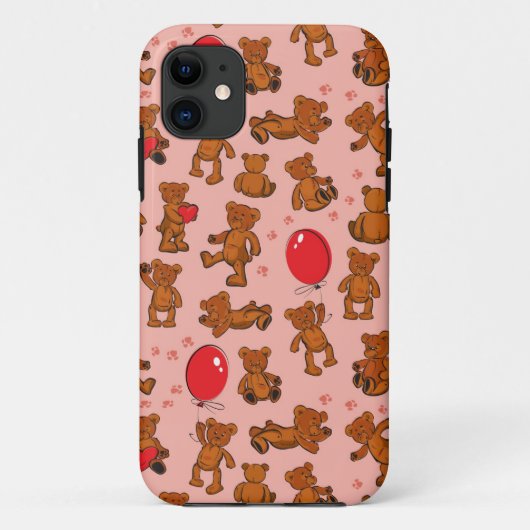 Textuur met Teddy Bears, Hart Case-Mate iPhone Case (Achterkant)