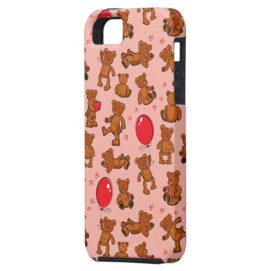 Textuur met Teddy Bears, Hart Case-Mate iPhone Case (Achterkant Links)