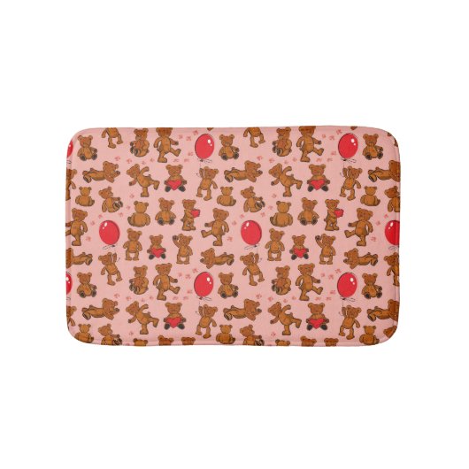 Textuur met Teddy Bears, Hearts Badmat (Voorkant)