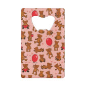 Textuur met Teddy Bears, Hearts Creditkaart Flessenopener (Voorkant)