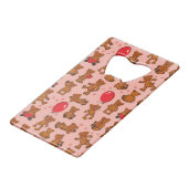 Textuur met Teddy Bears, Hearts Creditkaart Flessenopener (Voorkant Gekanteld)