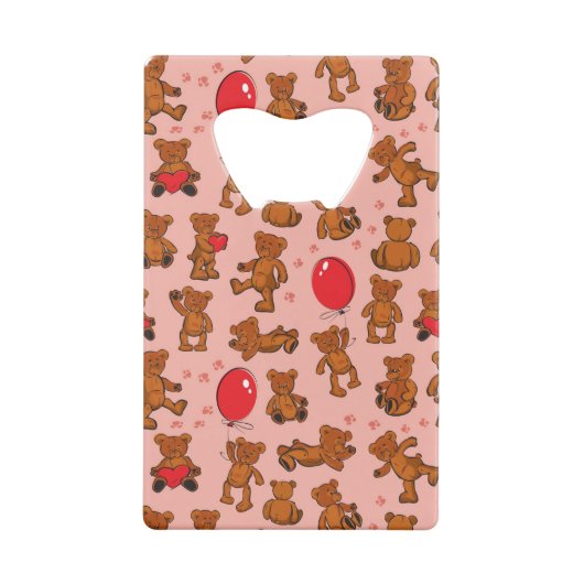 Textuur met Teddy Bears, Hearts Creditkaart Flessenopener (Achterkant)