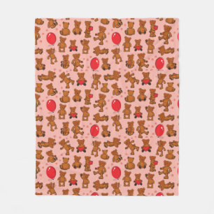 Textuur met Teddy Bears, Hearts Fleece Deken
