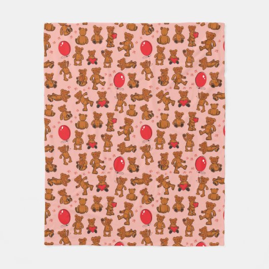 Textuur met Teddy Bears, Hearts Fleece Deken (Voorkant)
