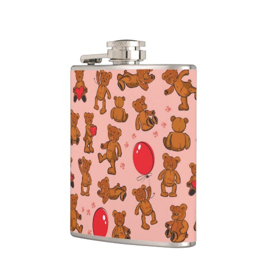 Textuur met Teddy Bears, Hearts Heupfles (Links)