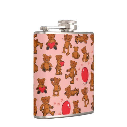 Textuur met Teddy Bears, Hearts Heupfles (Rechts)