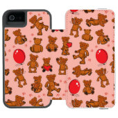 Textuur met Teddy Bears, Hearts Incipio iPhone Portemonnee Hoesje (Agenda Open)