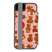 Textuur met Teddy Bears, Hearts Incipio iPhone Portemonnee Hoesje (Agenda Achterkant)