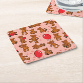 Textuur met Teddy Bears, Hearts Kartonnen Onderzetters (Schuin)