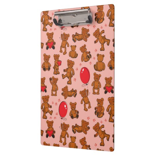 Textuur met Teddy Bears, Hearts Klembord (Links)