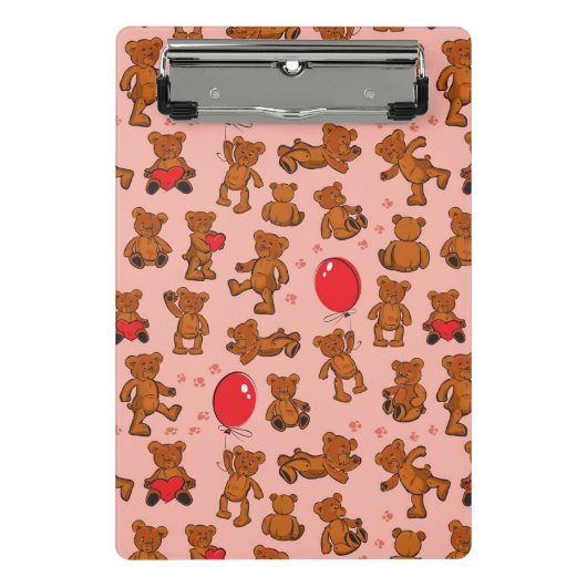 Textuur met Teddy Bears, Hearts Mini Klembord (Voorkant)