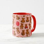 Textuur met Teddy Bears, Hearts Mok (Voorkant rechts)