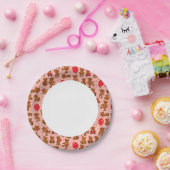 Textuur met Teddy Bears, Hearts Papieren Bordje (Feest)