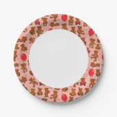 Textuur met Teddy Bears, Hearts Papieren Bordje (Voorkant)