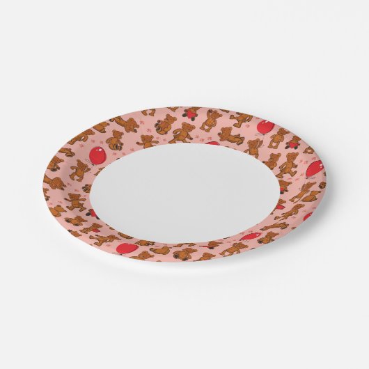 Textuur met Teddy Bears, Hearts Papieren Bordje (Gekanteld)