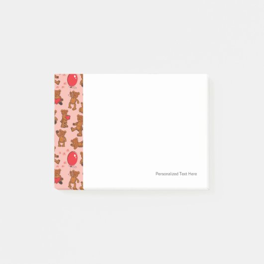 Textuur met Teddy Bears, Hearts Post-it® Notes (Voorkant)