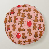 Textuur met Teddy Bears, Hearts Rond Kussen (Achterkant)