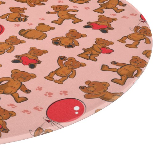 Textuur met Teddy Bears, Hearts Snijplank (Hoek)